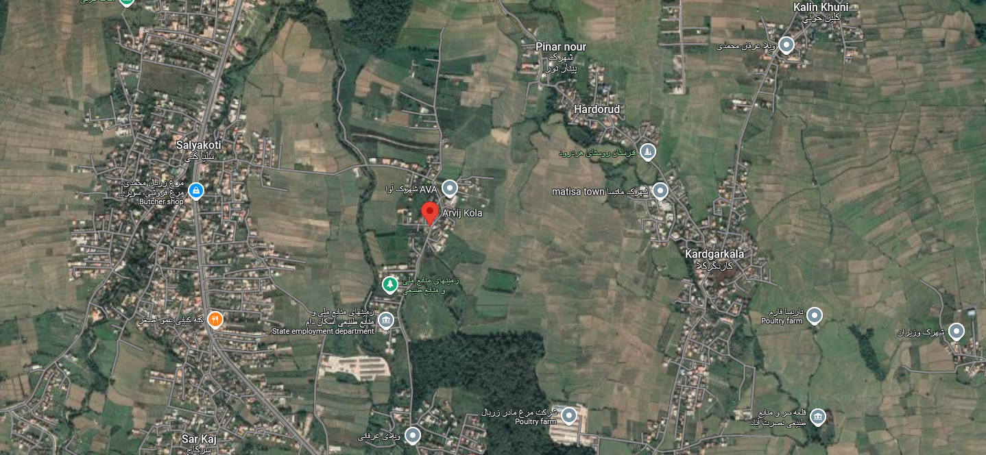 نقشه گوگل مپ روستای ارویج کلا در شهر نور 383773541