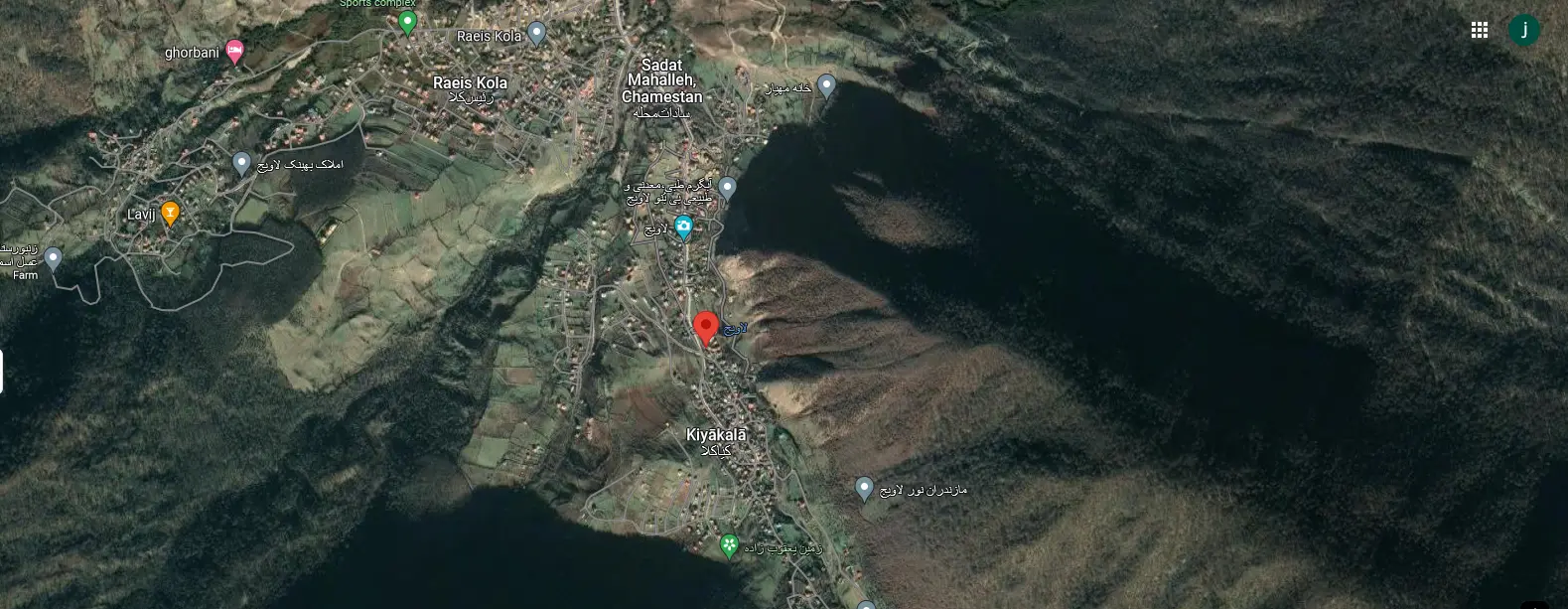 آدرس دقیق آبشار لاویج روی نقشه 1456415
